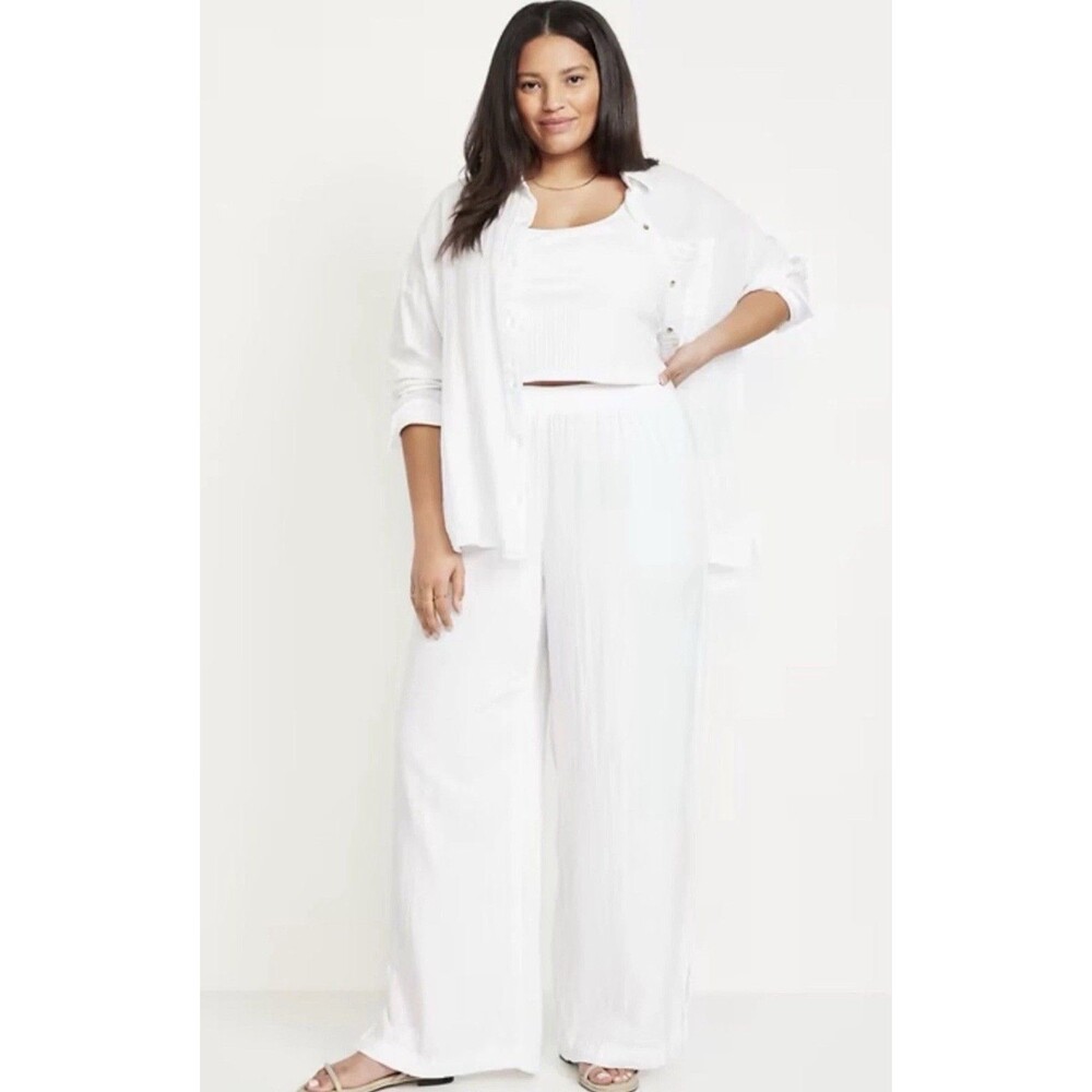 Old Navy High-Waisted Crinkle Gauze Super Wide-Leg Pants
